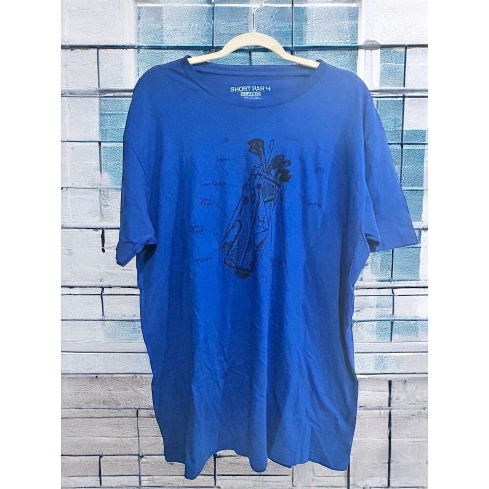 Short Par 4 Shirt Men’s Xl Royal Blue Short Sleeve Graphic Tee Golf Golfer